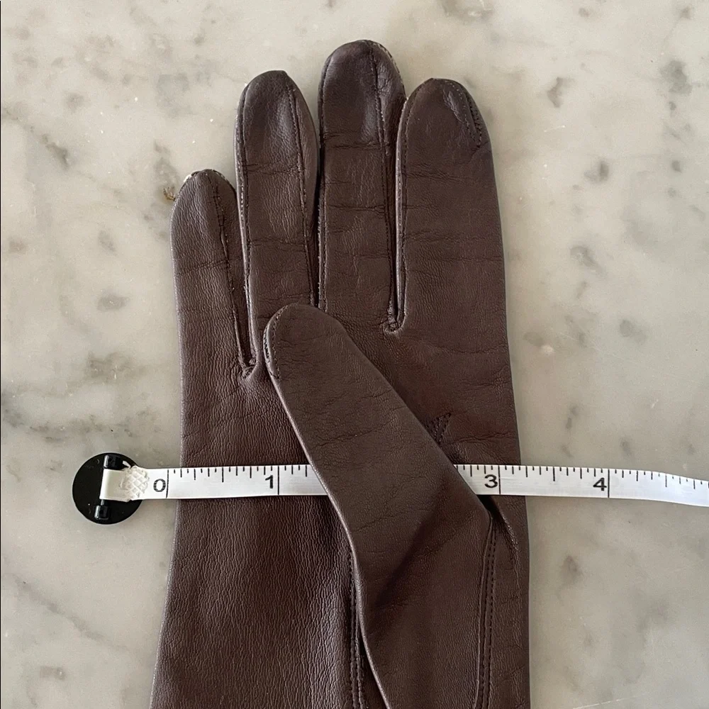 CABRETTA Silk Lined Opera Length Elegant Brown Leather Gloves 6 1/2